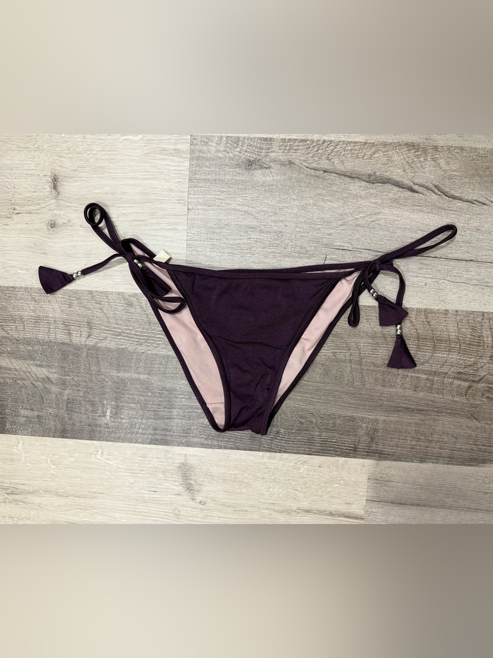 Size S Victoria’s Secret "The Teeny Bikini" Ruched Tassel Side-Tie Swim Bottom